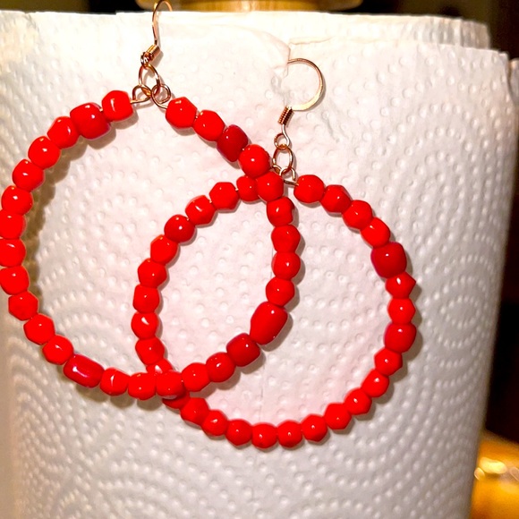 Beaded earrings handmade nickel free hoops li - Picture 2 of 3